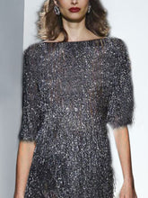 Load image into Gallery viewer, Pure Color Sexy Tassel Long Sleeve Slim Maxi Dress