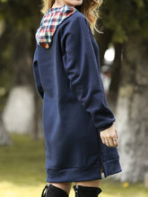 Load image into Gallery viewer, Loose Check Collar Hooded Drawstring Dress