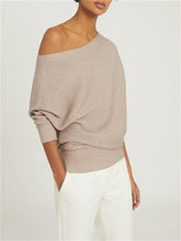 Load image into Gallery viewer, Fashion Oblique Shoulder Solid Color Knitted Sweater