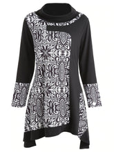 Load image into Gallery viewer, Half High Collar Stitching Irregular Printing Dress