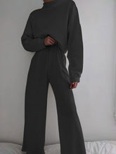 Load image into Gallery viewer, Fashion Solid Color High Neck Long Sleeve Two-piece Suit