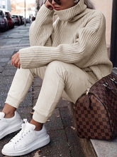 Load image into Gallery viewer, Fashion High Collar Casual Long Sleeve Solid Color Two-piece Suit