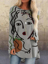 Load image into Gallery viewer, Women's Vintage Face Print Cotton Shirts Tops