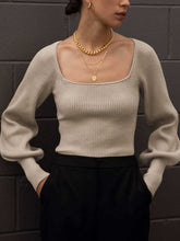 Load image into Gallery viewer, Casual Long Sleeve Square Neck Sweater