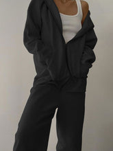 Load image into Gallery viewer, Fashion Long Sleeve Solid Color Zipper Two-piece Suit