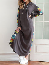 Load image into Gallery viewer, Winter Colorful Striped Hoodie Dress with Pockets