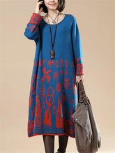 Load image into Gallery viewer, Retro Casual Women'S Printed Sweater Dress