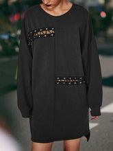 Load image into Gallery viewer, Patch Solid Color Loose Fashion Sweater Dress