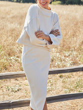 Load image into Gallery viewer, Fashion Casual Solid Color Round Neck Split Two-piece Suit