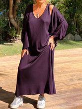 Load image into Gallery viewer, Casual Loose V-neck Long Sleeve Solid Color Two-piece Suit