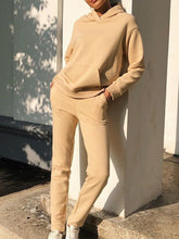 Load image into Gallery viewer, Fashion Solid Color Hooded Casual Two-piece Suit