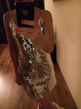 Load image into Gallery viewer, Strap V-neck Sequin Evening Dress