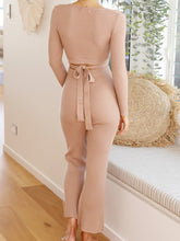 Load image into Gallery viewer, V-Neck Solid Color Waist Tie Knitted Suit