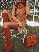 Load image into Gallery viewer, Casual All-Match High-Neck Slit Women'S Knitted Dress