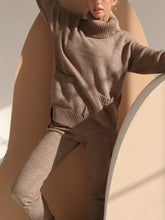 Load image into Gallery viewer, Turtleneck Cashmere Knitted Sweater Pants Suit