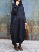 Load image into Gallery viewer, Fashion Solid Color Loose High Collar Dress