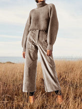 Load image into Gallery viewer, Casual High Neck Knitted Ladies Two-piece Suit