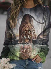 Load image into Gallery viewer, Women's Fashion Animal Print Casual Loose Pullover Round Neck Sweater