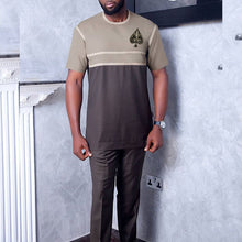 Load image into Gallery viewer, Mens Color Matching Short-Sleeved T-Shirt And Pants Suit