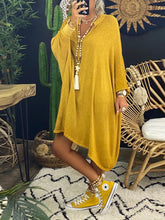 Load image into Gallery viewer, Solid Color V-neck Loose Casual Midi Dress