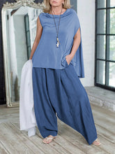 Load image into Gallery viewer, Casual Sleeveless Pleated Round Neck Women'S Suit