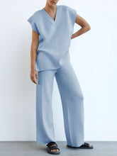 Load image into Gallery viewer, Simple V-neck Sleeveless Top Trousers Loose Casual Suit