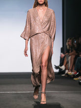 Load image into Gallery viewer, Fashion V-neck Mid-sleeve Evening Dress