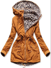 Load image into Gallery viewer, Leopard Print Hooded Reversible Coat