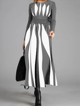 Load image into Gallery viewer, Retro Elegant Striped Long Sleeve Maxi Dress