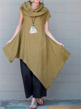 Load image into Gallery viewer, Cotton And Linen Scarf Collar Sleeveless Irregular Hem Women'S Suit