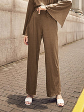 Load image into Gallery viewer, Solid Color Round Neck Knitted Long Sleeve Two-Piece Suit