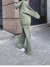 Load image into Gallery viewer, Casual Solid Color Loose Hooded Knitted Two-Piece Suit