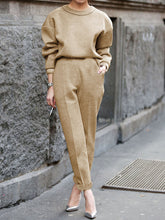 Load image into Gallery viewer, Simple Fashion Loose Round Neck Long Sleeve Top Pants Suit