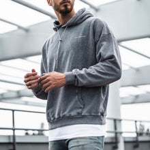 Load image into Gallery viewer, Men Gray Hoodie Mens Vintage Basic Long Sleeve Sweatshirt