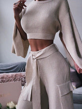 Load image into Gallery viewer, Women'S Casual Solid Color Round Neck Knitted Suit