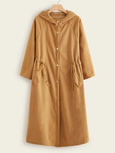 Load image into Gallery viewer, Loose Tweed Drawstring Waist Hooded Coat