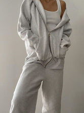 Load image into Gallery viewer, Fashion Long Sleeve Solid Color Zipper Two-piece Suit