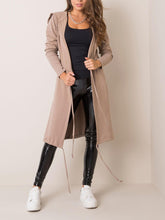 Load image into Gallery viewer, Pure Color Hooded Casual Waist Drawstring Long Coat
