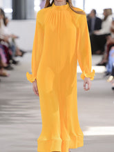 Load image into Gallery viewer, Solid Color High Neck Long Sleeve Fashion Dress