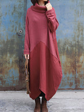 Load image into Gallery viewer, Fashion Solid Color Loose High Collar Dress