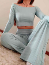 Load image into Gallery viewer, Fashion Pure Color Casual Loose Knit Two-piece Suit