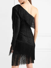 Load image into Gallery viewer, Fashion Sexy One-shoulder Fringed Dress