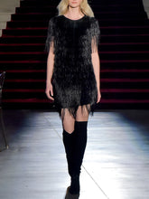 Load image into Gallery viewer, Fashion Fringed Round Neck Short Sleeve Dress