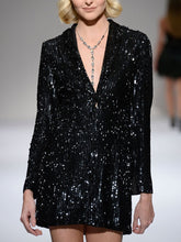 Load image into Gallery viewer, Fashion Long Sleeve V-neck Sequin Mini Dress