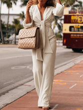 Load image into Gallery viewer, Fashion Casual Solid Color V-neck Tie Two-piece Suit