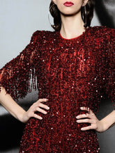 Load image into Gallery viewer, Fashion Fringed Round Neck Mini Dress