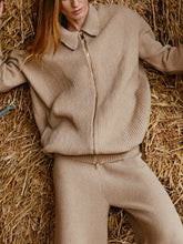 Load image into Gallery viewer, Casual Lapel Zipper Knitted Long Sleeve Two-Piece Suit