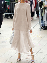 Load image into Gallery viewer, Fashion Elegant Round Neck Long Sleeve Solid Color Two-piece Suit