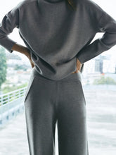 Load image into Gallery viewer, Pure Color High Collar Fashion Casual Two-piece Suit