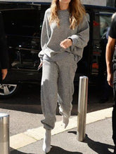 Load image into Gallery viewer, Fashion Sports Style Casual Solid Color Round Neck Long Sleeve Two-piece Suit